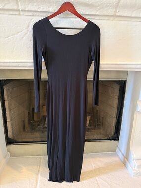 Naked Wardrobe Black Long Sleeve Fitted Midi Dress